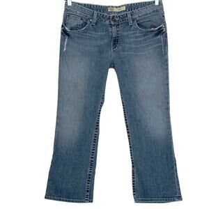 BKE Denim Womens Kate Bootcut Boot Distressed Denim Blue Jeans Sz 31